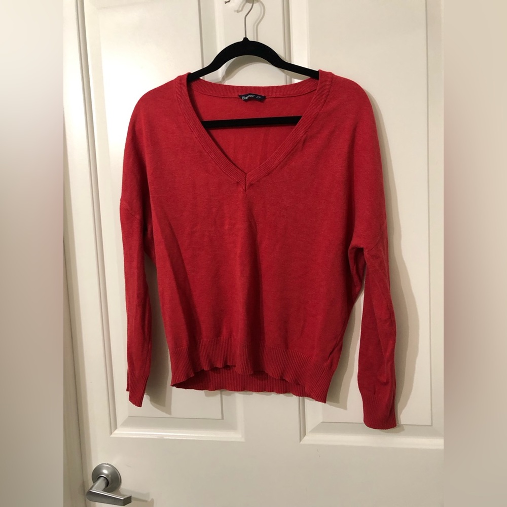 Blue notes Red V neck Long Sleeve Sweater
